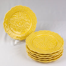 Load image into Gallery viewer, Tiffany and Co. Lily of the Valley Yellow Majolica Plates, Set of 6
