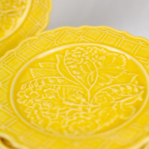 Tiffany and Co. Lily of the Valley Yellow Majolica Plates, Set of 6