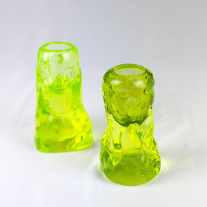 Pair of Murano Vaseline Glass Candle Sticks