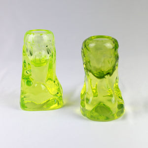 Pair of Murano Vaseline Glass Candle Sticks