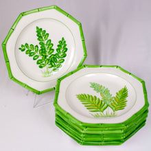 Load image into Gallery viewer, Vintage Italian Octagon Fern and Bamboo Motif, 8 Plates and 4 Bowls
