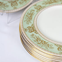Load image into Gallery viewer, Wedgwood Green &amp; Gold Columbia Dinner Plates, Set Of 8
