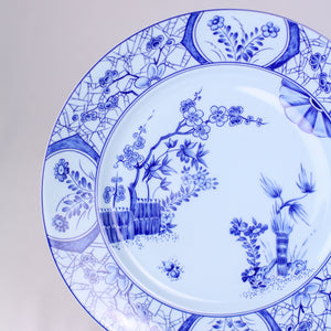 Limoges 10" Plates, Set of 6, Celadon and Blue Monet Cherry Blossom Plates