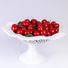 Load image into Gallery viewer, Vintage Porcelain Cherries in White Pedestal Bowl
