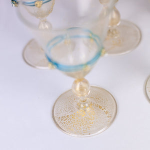 Vintage Italian Glass Serving Set 14 Goblets and 12 Plates