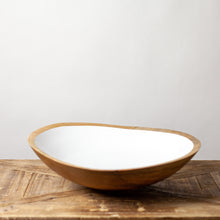 Load image into Gallery viewer, Mango Wood &amp; White Enamel Bowl Xl
