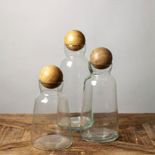 Load image into Gallery viewer, Glass &amp; Mango Wood Decanter, Tall

