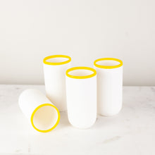 Load image into Gallery viewer, Tina Frey Ligne Tall Cup with Yellow Rim, Set of 4
