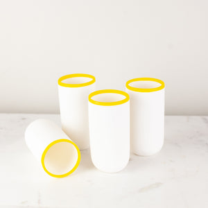 Tina Frey Ligne Tall Cup with Yellow Rim, Set of 4