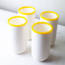 Load image into Gallery viewer, Tina Frey Ligne Tall Cup with Yellow Rim, Set of 4
