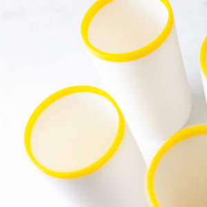 Tina Frey Ligne Tall Cup with Yellow Rim, Set of 4