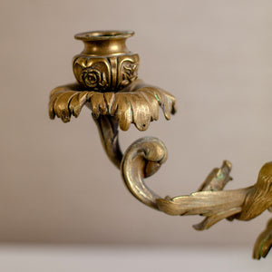 1800s French brass candelabra with griffins