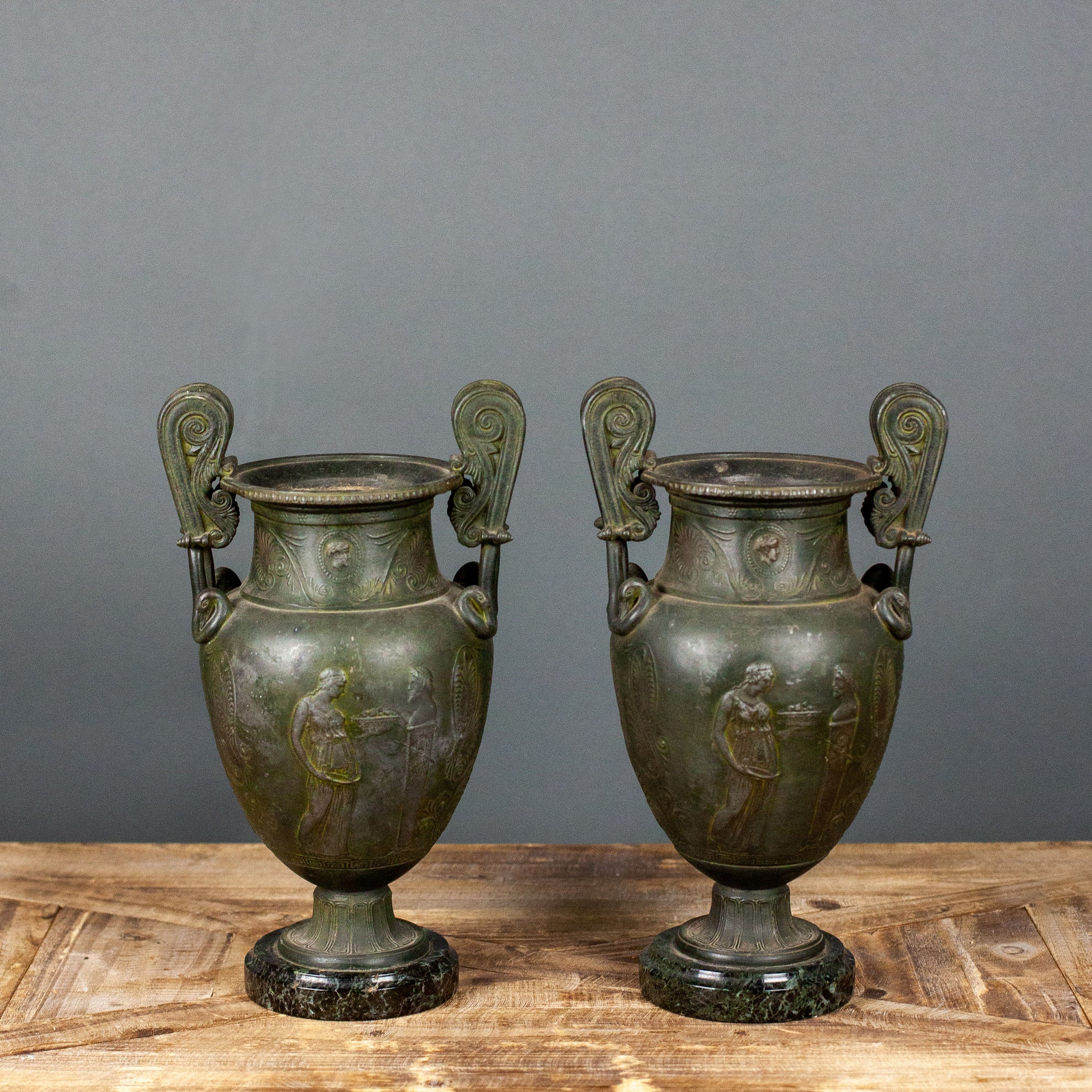 Pair of Neo-Classical Spelter Urns