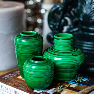 Awaji Swirled Patten Vases, set of 2