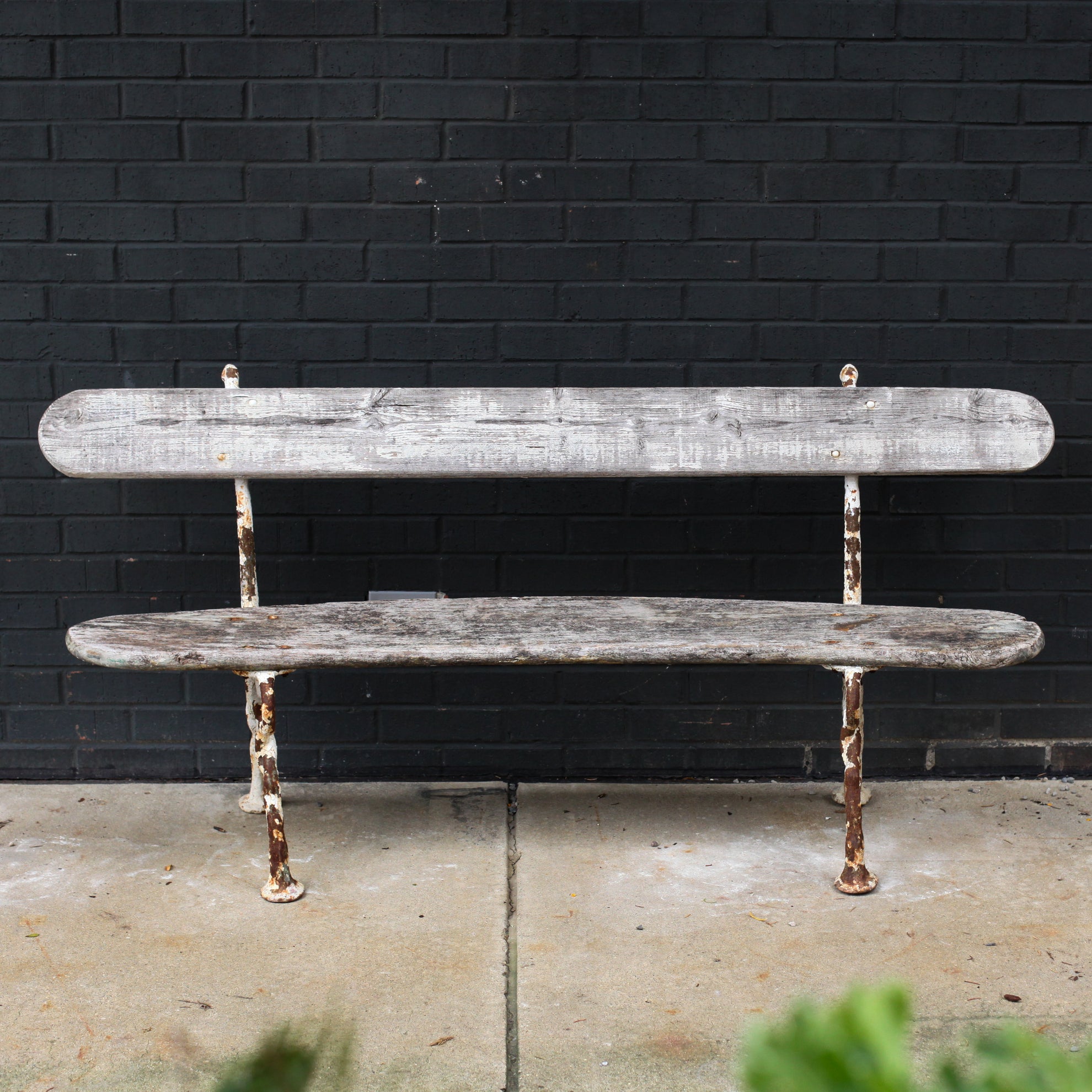 Curved Wood and Iron French Bench