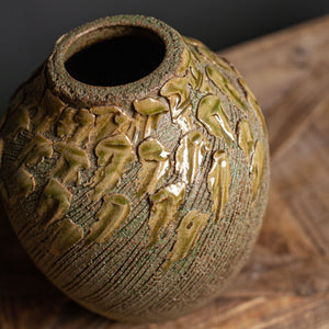 Ikebana Vase, Textured With Soft Green Detail