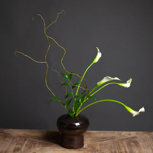 Ikebana Vase, Glazed Dark