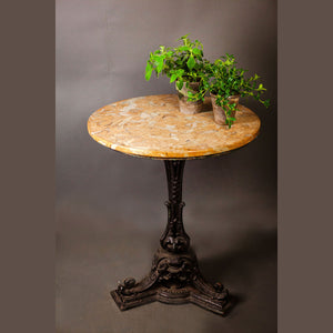 Vintage Cast Iron and Marble Bistro Table