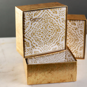 Paper Cocktail Napkins in Ivory & Gold - 40 Per Box