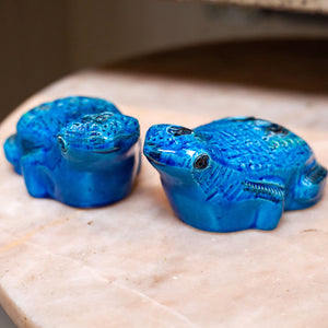 Flavia Vintage Blue Ceramic Frog