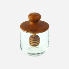 Load image into Gallery viewer, Teak &amp; Glass Honey Jar
